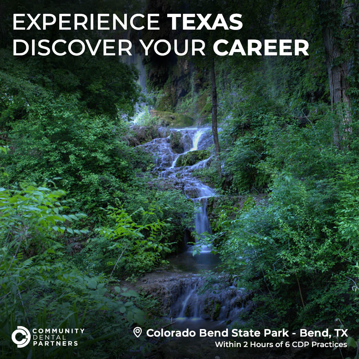 A photo of Colorado Bend State Park in Bend, TX, just one of the amazing parks you can visit in Texas. This park is within 2 hours of 6 CDP Practices!