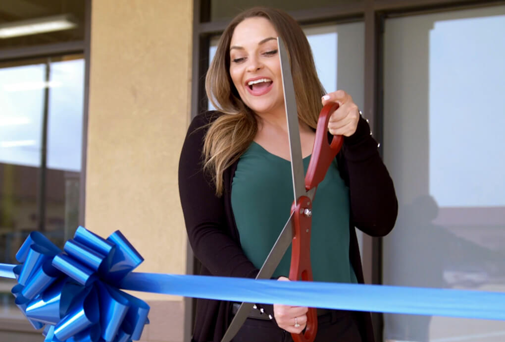 ribbon cutting on a new affiliate partner
